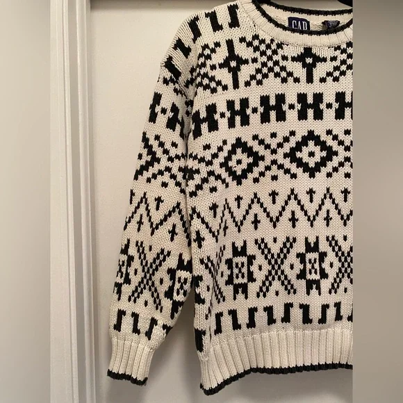 Vintage 90s GAP Fair Isle Crewneck Sweater men’s size medium grandpa fisherman - Picture 3 of 7